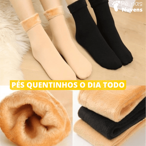 Meia Térmica Nuvem®- Pague 1 leve 3 pares - (Meias Forradas em Lã Thermal) - CUPOM  ( 10%PIX )